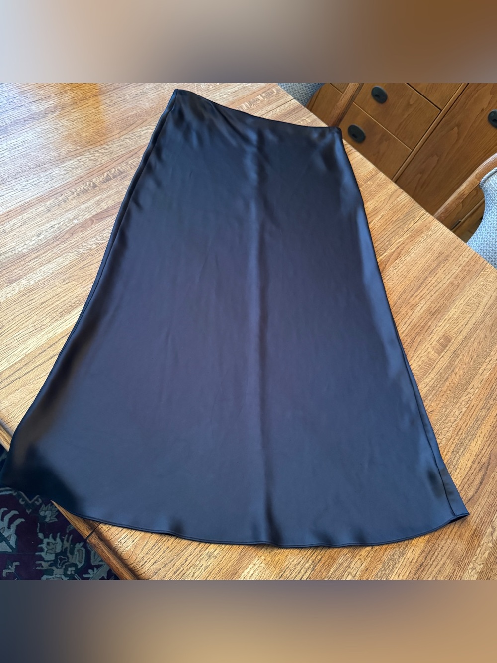 Club Monaco Black Satin Bias Cut Midi Slip Skirt Size 12
